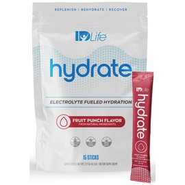 IDLife Fruit Punch Hydrate Drink Powder - Instant Electrolyte Fueled Hydration with Vitamins, MCTs & Minerals for Vital Nutrients - 15 Sticks per Bag