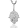 Wisbal Men's Hip Hop Hamsa Necklace 18k White Gold Hamsa