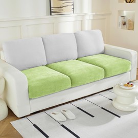 WEYOND Couch Cushion Covers Individual Large Super Stretch Chenille (Softer Version) Sofa Cushion Covers, Couch Seat Covers Couch Slipcovers Furniture Protector (3PC, Green)