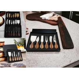 6 Piece Cheese Knife Set with Wooden Handle (Gold)