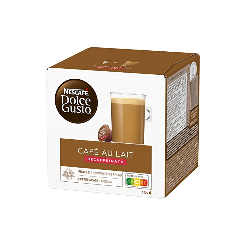 NESCAFÉ Dolce Gusto Cafe au Lait Decaffeinato, Decaffeinated Coffee, 16