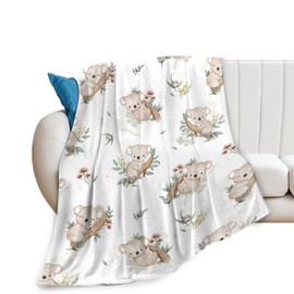 Koala Blanket Koala Throw Blanket Soft Fleece Flannel Bedding Koala Gifts for Girls Boys Women Lovers Adults Stuff Plush for Couch Sofa Bed Room Decor 40"X50"