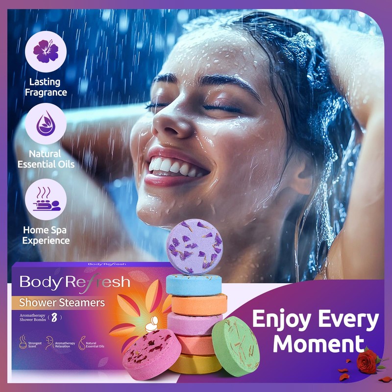 BodyRefresh Shower Steamers Aromatherapy - 8 Pack Shower Bombs with