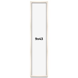 CountryArtHouse 9x43 Frame White Wash Solid Wood Picture Frame | 0.8125 Inch Moulding Width | Includes UV Acrylic Plexiglass, Acid Free Foam Board Backing and Hanging Hardware