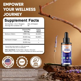 Vitamatic Liquid Biotin & Collagen Drops – 50,000 mcg – 2 fl oz Supports Healthy Hair Growth, Glowing Skin & Strong Nails – for Women and Men