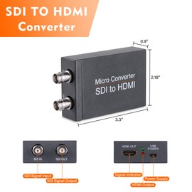 SDI to HDMI Converter, SDI in HDMI Out with SDI Loopout, Support 3G-SDI, HD-SDI, SD-SDI, Auto Format Detection Extender for Camera CCTV