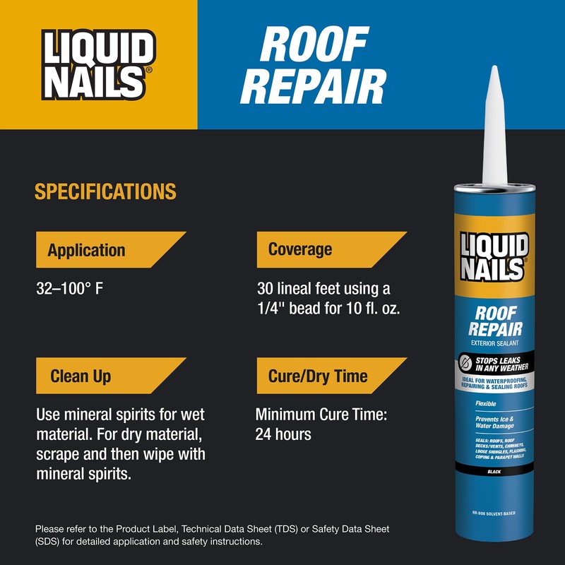 Liquid Nails Roof Repair (RR808), 10.3 oz