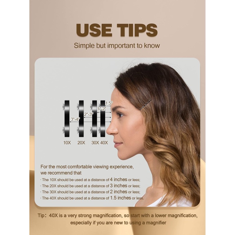 Macaki 40X Magnifying Mirror with 2 Suction Cups, 3.5 inches