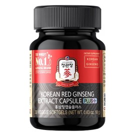 JUNG KWAN JANG US Cápsulas de extracto de ginseng rojo coreano Plus - Suplementos veganos integrales - Refuerzo energético y del sistema inmunitario, sin cafeína ni OMG (600 mg, 30 cápsulas)