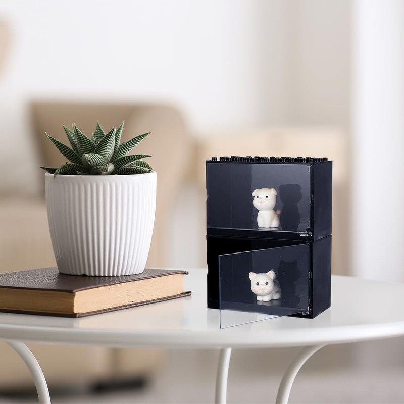 OLYCRAFT 6Pcs Minifigures Display Case Black Collectibles Display Box Action