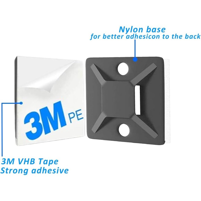 3/4" Zip Tie Mounts - 60 PCS Self Adhesive Cable