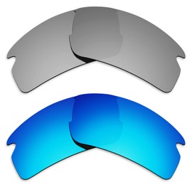 Alphax 2 Pair Polarized Replacement Lenses for Oakley Flak 2.0 OO9295 - Titanium+Blue