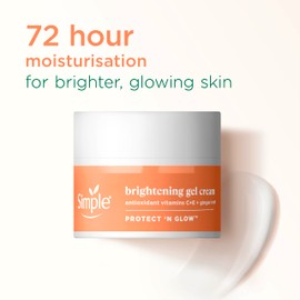 Simple Protect 'N' Glow Brightening Gel Face Cream Facial Moisturiser With Antioxidant Vitamins C & E And Ginger Root For A Radiant Glow 50 ml