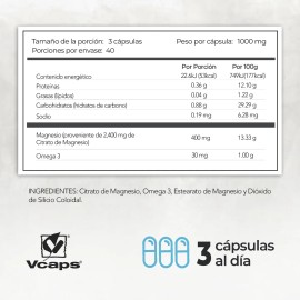 Citrato De Magnesio + Omega 3 | 120 Capsulas | Maklen Sabor Sin sabor