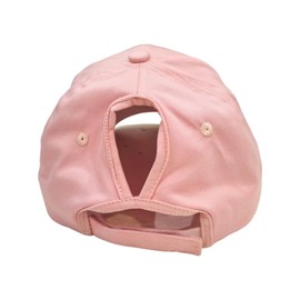 Women High Ponytail Sun Protect Structured Deep Fitted Athletic Baseball Cap Hat (Pink, One size)