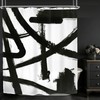 Kalmico Black White Abstract Shower Curtain 60Wx72L Inch Modern Line