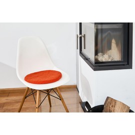 feelz Seat Cushion Round Felt Various Red, Yellow and Orange Tones 100% Wool 35 cm Height 2-3 cm Handmade (Dark Orange)