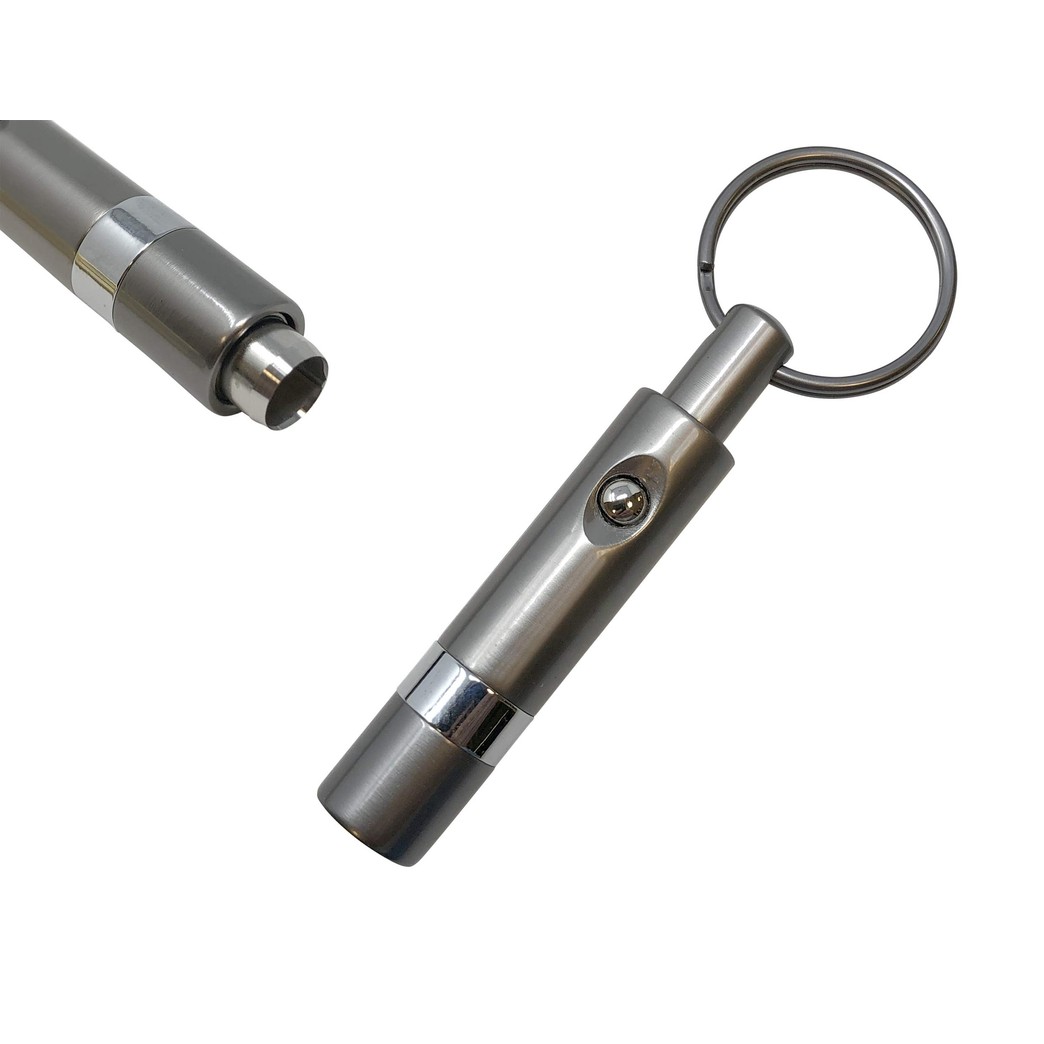 Prestige Import Group - Push Button Retractable Cigar Punch Cutter with Key Chain - Color: Gun Metal Gray