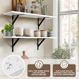 Tectocker-DOU Heavy Duty Long Wall Shelves Set of 2, Floating Shelves Wall Mounted with Industrial Brackets, 40lbs Capacity Shelves for Laundry Room, Kitchen, Bathroom, Living Room (31.5"*8",White)