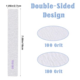 YUXIANLB 100 Pcs 100/180 Grit Nail Files, Professional Reusable Emery Board for Nails, Double Sides Washable Nail File Manicure Tools for Natural Nails Extension Gel and Acrylic Nail Tools Home Use