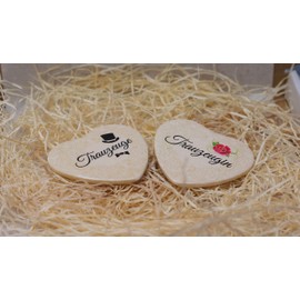 Stylebutton Groomsmen Heart Shaped 2 Romantic Buttons for Maid of Honour and Groomsmen Cream 58x53mm Wedding Accessory, cream-coloured, Classic