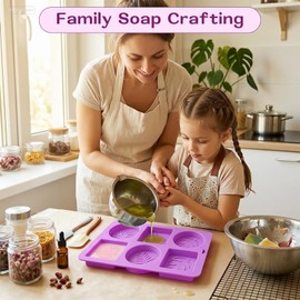 Supkiir 207 Pcs Soap Making Kit, Silicone Soap Making Molds with 3 Silicone Molds, 3 Sisal Foaming Bag Pouch, 100 Bags, 100 Tags and 65ft Jute Twine for Handmade Craft Soap, Jelly and Ice Cube Trays