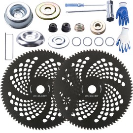 Gashwer 2 Pack 10" x 80T Carbide Tip Brush Cutter Trimmer Blades with Universal Adapter Kit for Brush Cutter, Trimmer, Weed Eater, Compatible with Husqvarna, Stihl Ego and More Black