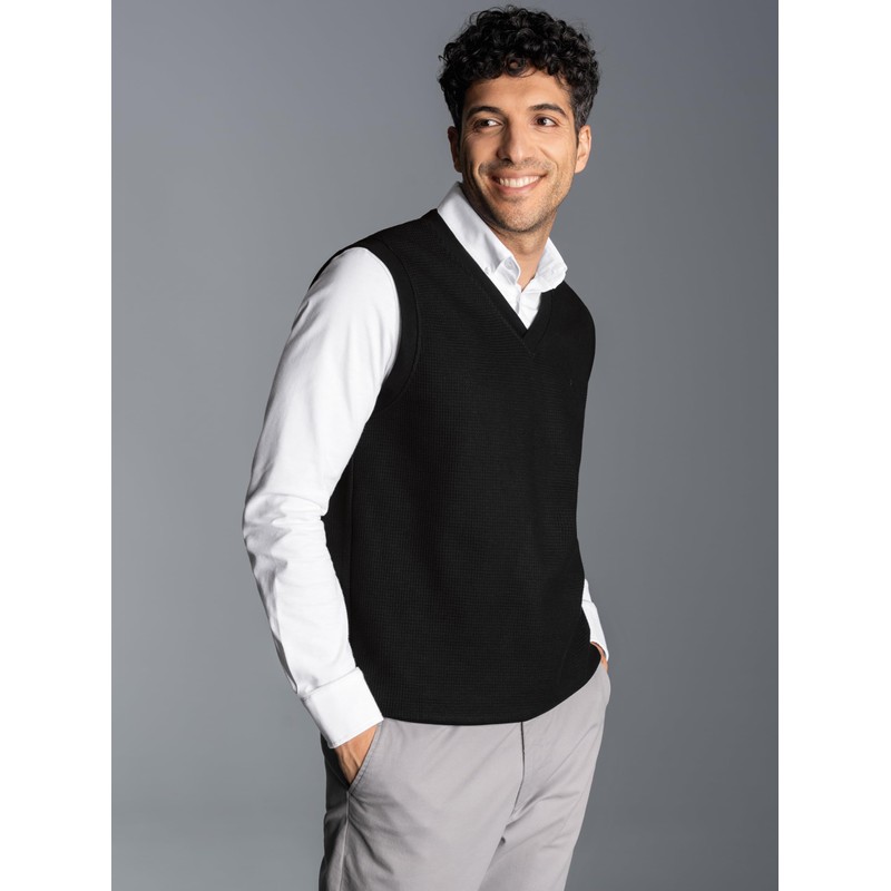 Trigema Men's Sweater Vest, black