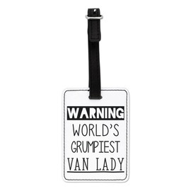 Gift Base Warning World's Grumpiest Van Lady Visual Luggage Tag with Black Strap