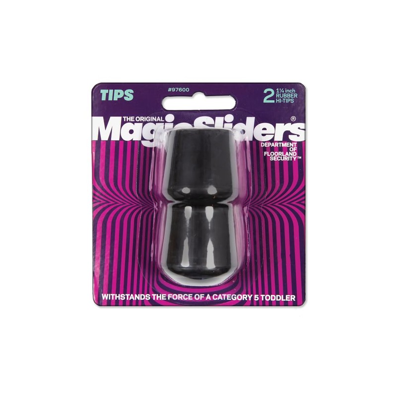 Magic Sliders Rubber Leg Tip Black Round 1-1/4 in. W