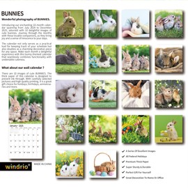 2024 2025 Wall Calendar,Calendar 2025, July 2024 - December 2025, Wall Calendar Rabbit, 12" x 24" Opened,Full Page Months Thick & Sturdy Paper for Gift Kids Teen Calendar Organizing & Planning
