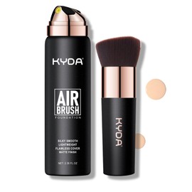 KYDA AirBrush Foundation Spray, Lasting Matte Foundation, Lightweight Cover, Smooth Blendable, Moisturizing Makeup Primer with Soft Brush Applicator-#120 Classic Ivory