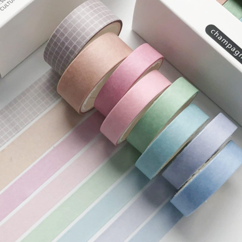 Yubbaex Masking Tape Basic Solid Color 8 Rolls DIY Craft