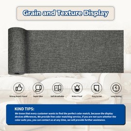 KING MOUNTAIN Fabric Repair Tape Patch Kit, Waterproof 4" x 63" Linen Mending Tape ，Self Adhesive Fabric Repair Patches for Furniture and Linen Goods(Dark Grey)