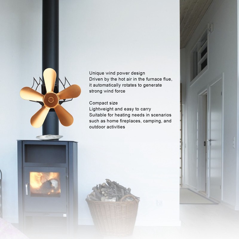 Wall Mounted Fireplace Fan 5 Blade Heat Powered Wood Stove