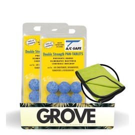 AC-Safe Air Conditioner Pan Cleaner Tablets 6 ct Bundle with Microfiber Auto Cleaning Cloth – Non-Toxic AC Drain Pan & Condensate Line Cleaner - Eliminates Odors for AC and Humidifiers - (3 items)