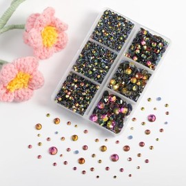 BEADSLAND Hotfix Rhinestones, 4000 PCS Rainbow Rhinestones for Clothes Crafts Mixed 6 Sizes with Wax Pencil and Tweezers Kit, SS6-SS30, Rainbow