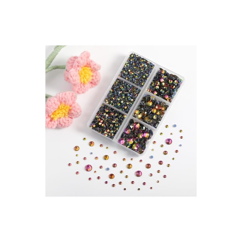 BEADSLAND Hotfix Rhinestones, 4000 PCS Rainbow Rhinestones for Clothes Crafts