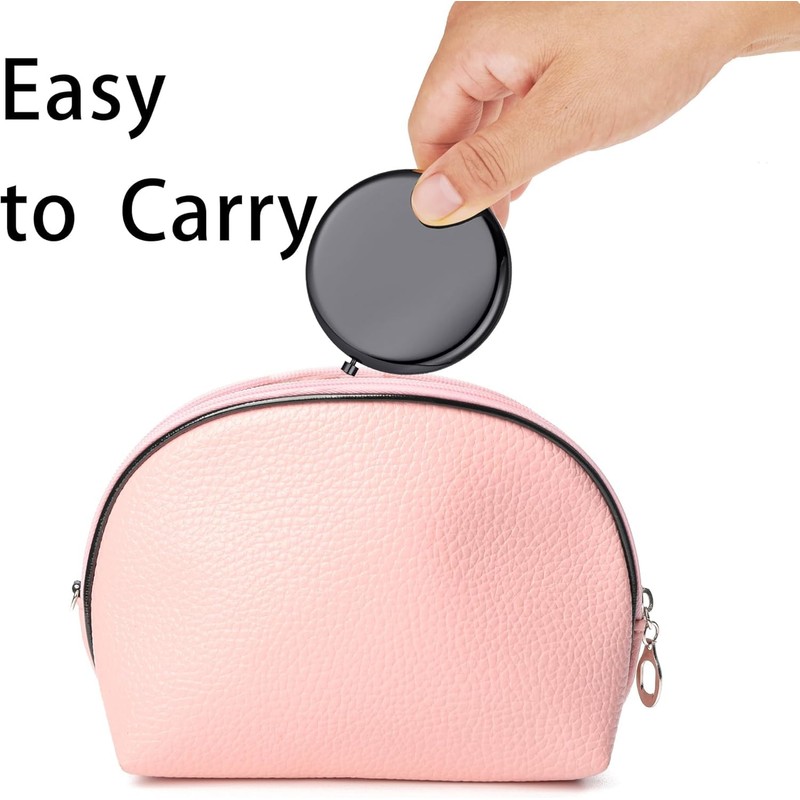 Compact Mirror for Purse, Metal Round Shell, Double-Sided 1X/2X Magnifying,