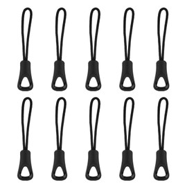Gosknor 10pcs Zipper Extender Cords, Paracord Zipper Extender Pull Cord Clips Replacement Tab Tags Perfect Luggage Clothing Backpack Jackets Accessories and Supplies(Black, Triangle)