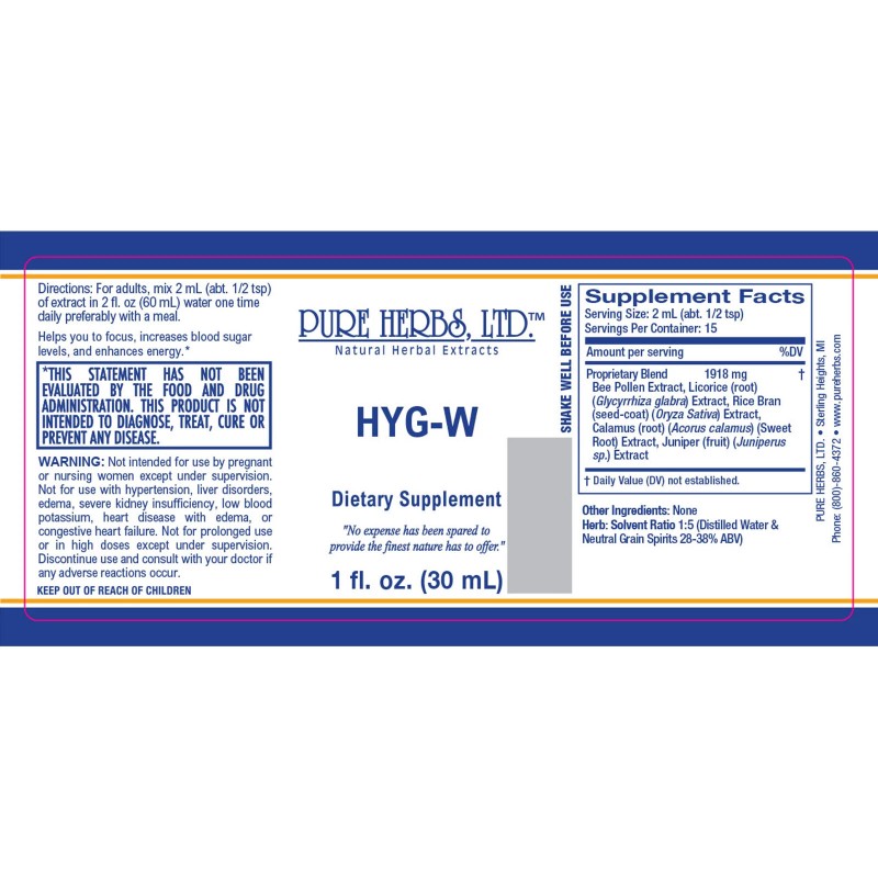 Pure Herbs: HYG-W - 1 oz.