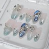 Aqua Bling Handmade Nail Tips - Almond / 아쿠아 블링