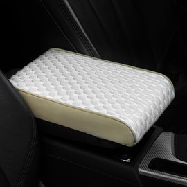 WOODHAWK Universal Car Armrest Cushion Pad Cover, Center Console Protector, Arm Rest Seat Box for Auto SUV Truck (Beige)