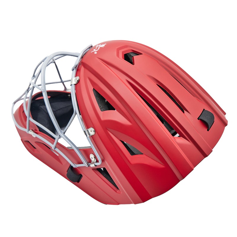 Jadekylin Baseball Catchers Helmet Matte (Red Small)