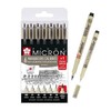 Sakura Pigma Micron-Set 7 Fineliners .005,01,02,03,05,08, Brush Made in Japan