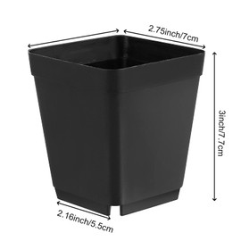 HOIGON 100 Pack 3 Inch Black Square Nursery Pot, Durable Thickened Plastic Nursery Pots with Drain Holes, Small Square Planting Containers for Flower Tomatoes Basil