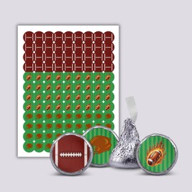 216 Football birthday party or baby shower stickers for chocolate kisses, .75" round, labels