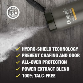 Chassis Premium Body Powder for Men, Whole Body Deodorant, Odor-Absorbent, Talc-Free Anti-Chafing Powder for Groin & Sensitive Skin, Friction Defense & Odor Control, Original Fresh Scent