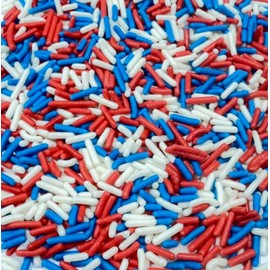 Gevog Patriotic 4th of July Independence Day Edible Jimmies Sugar Sprinkles, Edible Candy Red Blue and White for Baking Cupcake Cookie Ice Cream Decoration Supplies 95g/3.35oz