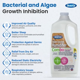 Bacteriostatic Humidifier Water Treatment– Extend Filter Life Eliminate Odors & Prevent Bacterial Growth – Compatible with All Cool Mist & Warm Mist Humidifiers – 32 oz Easy Pour Bottle (2)